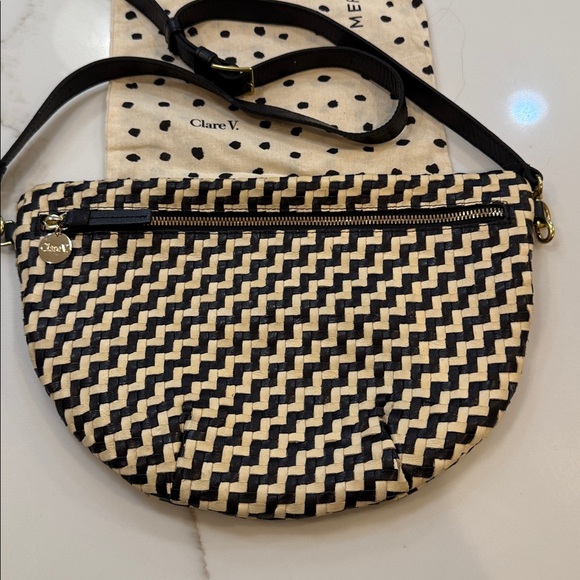 Clare V Handbags - Clare V Black and Cream Grande Fanny Crossbody Bag